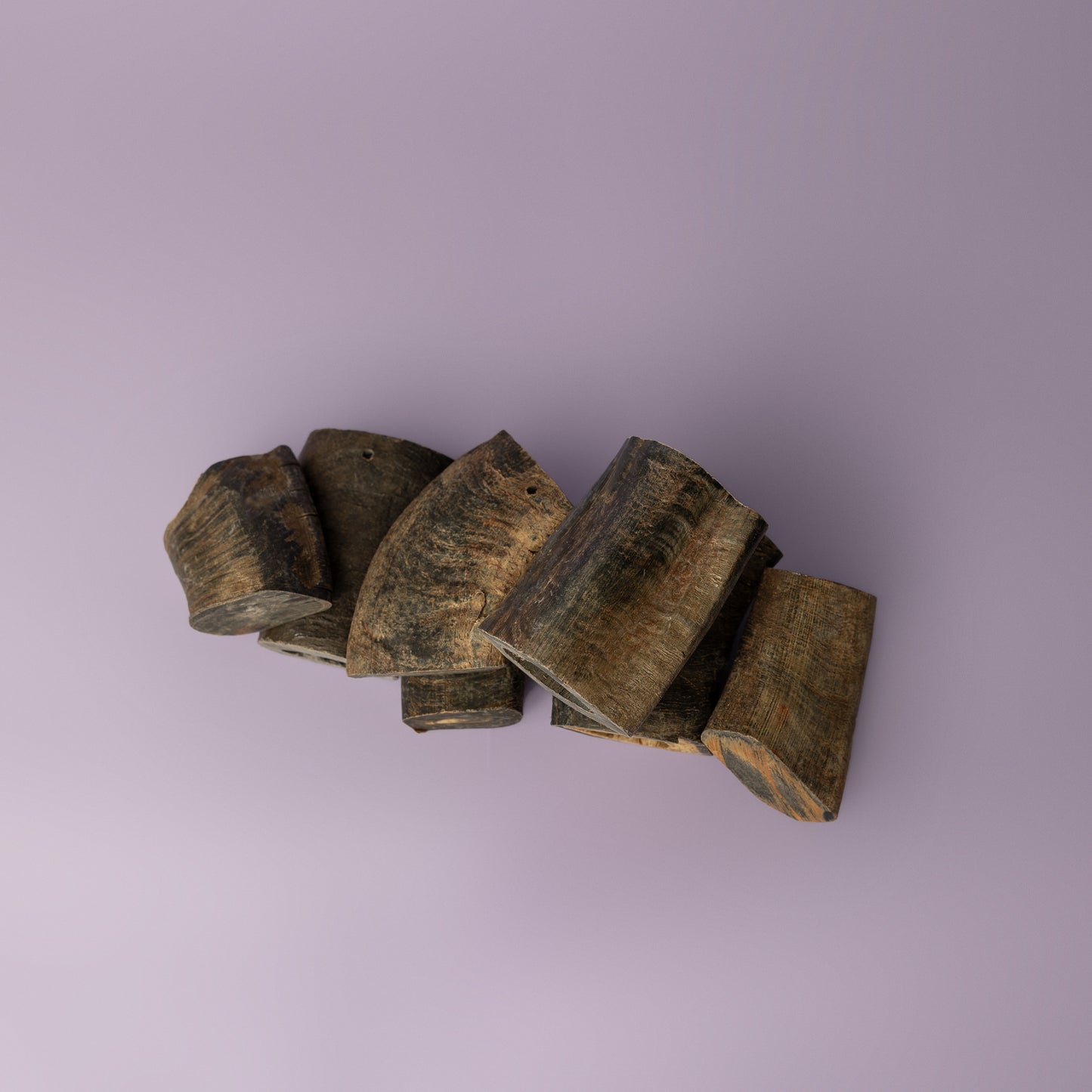 thick quality water buffalo flank for aggressive dog chewers on a purple background